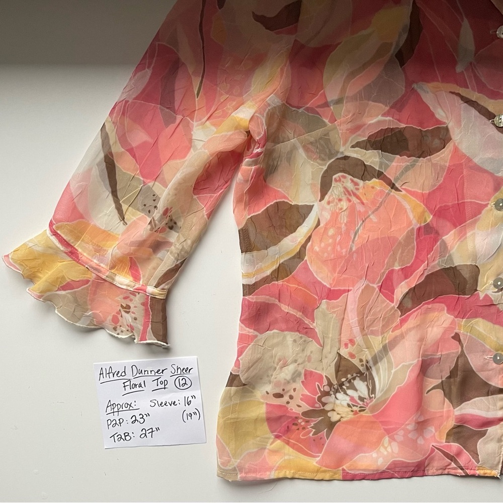 Alfred Dunner Sheer Floral Blouse - Size 12 - Picture 2 of 14